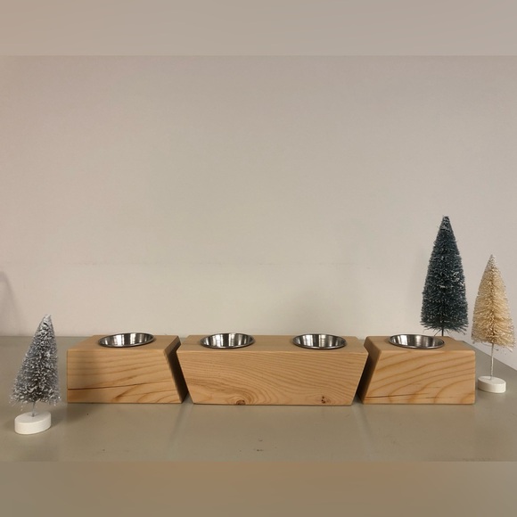 Salvaged Hemlock Wood Plant Holders, Repurposed, 3 pcs set, stainless steel - Picture 1 of 4